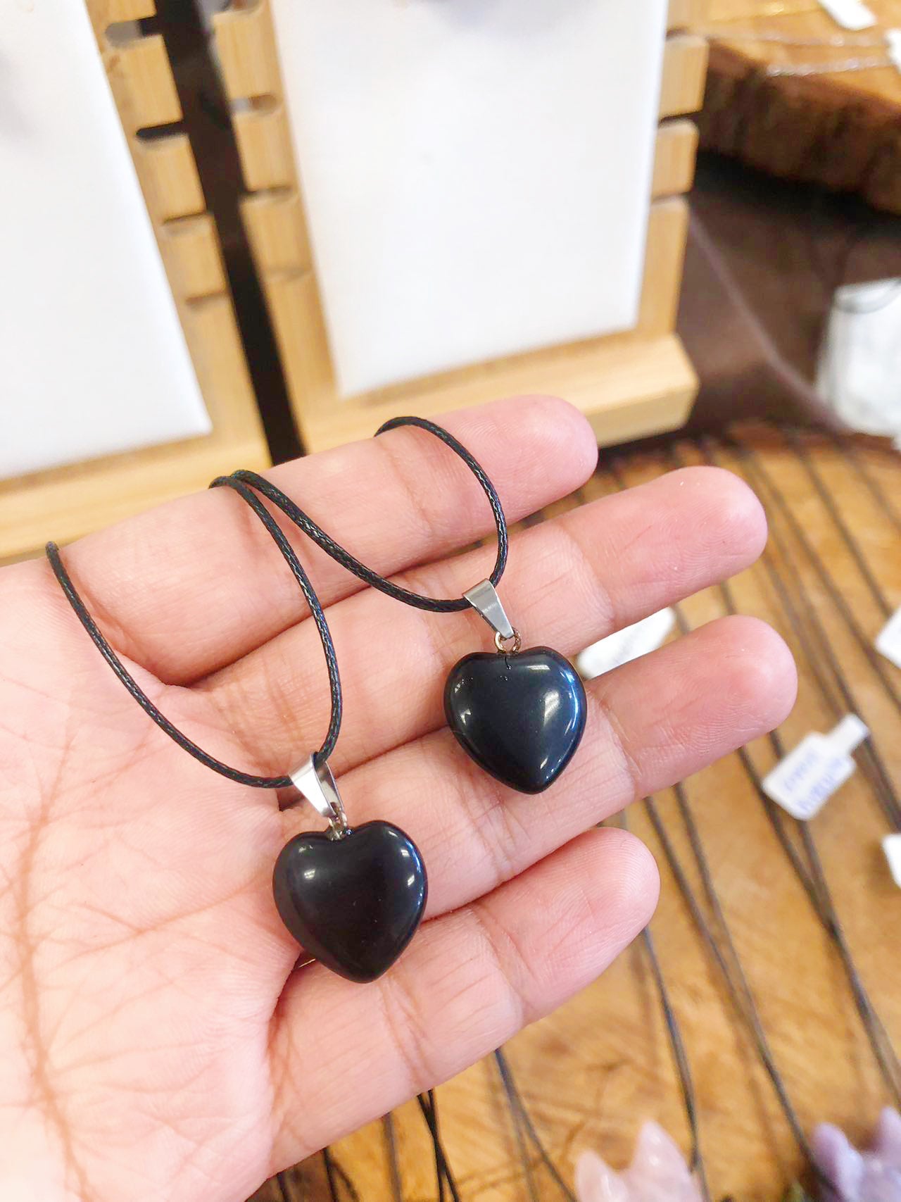 Black Obsidian Labradorite Herat necklace