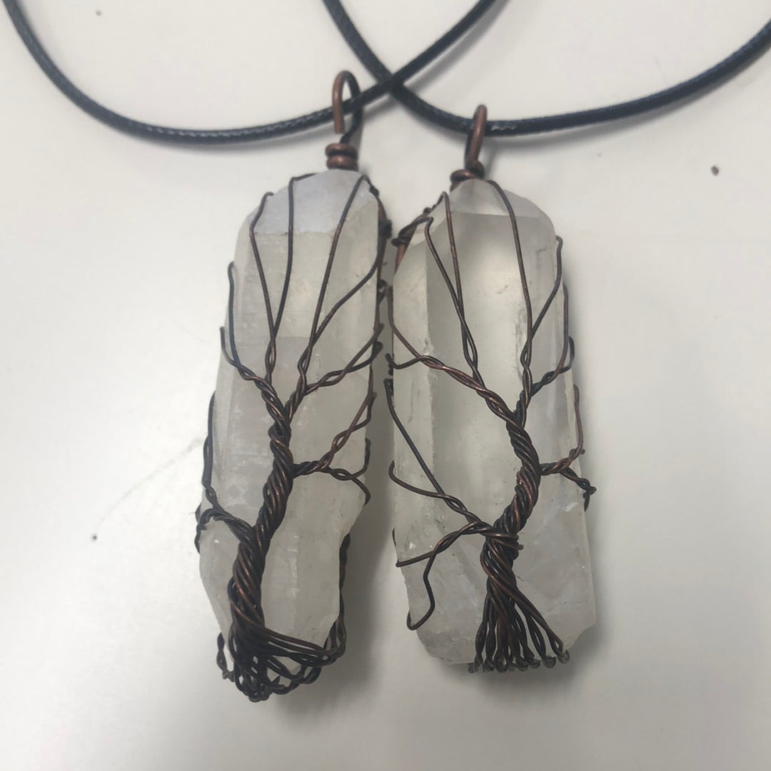 Quartz Point Tree of Life Necklace