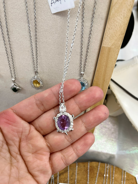 Amethyst Turtle Necklace