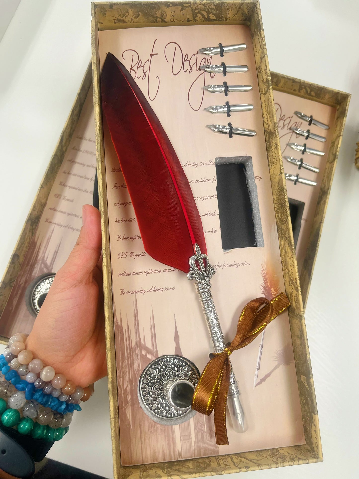 Feather Pen with ink Gift Set