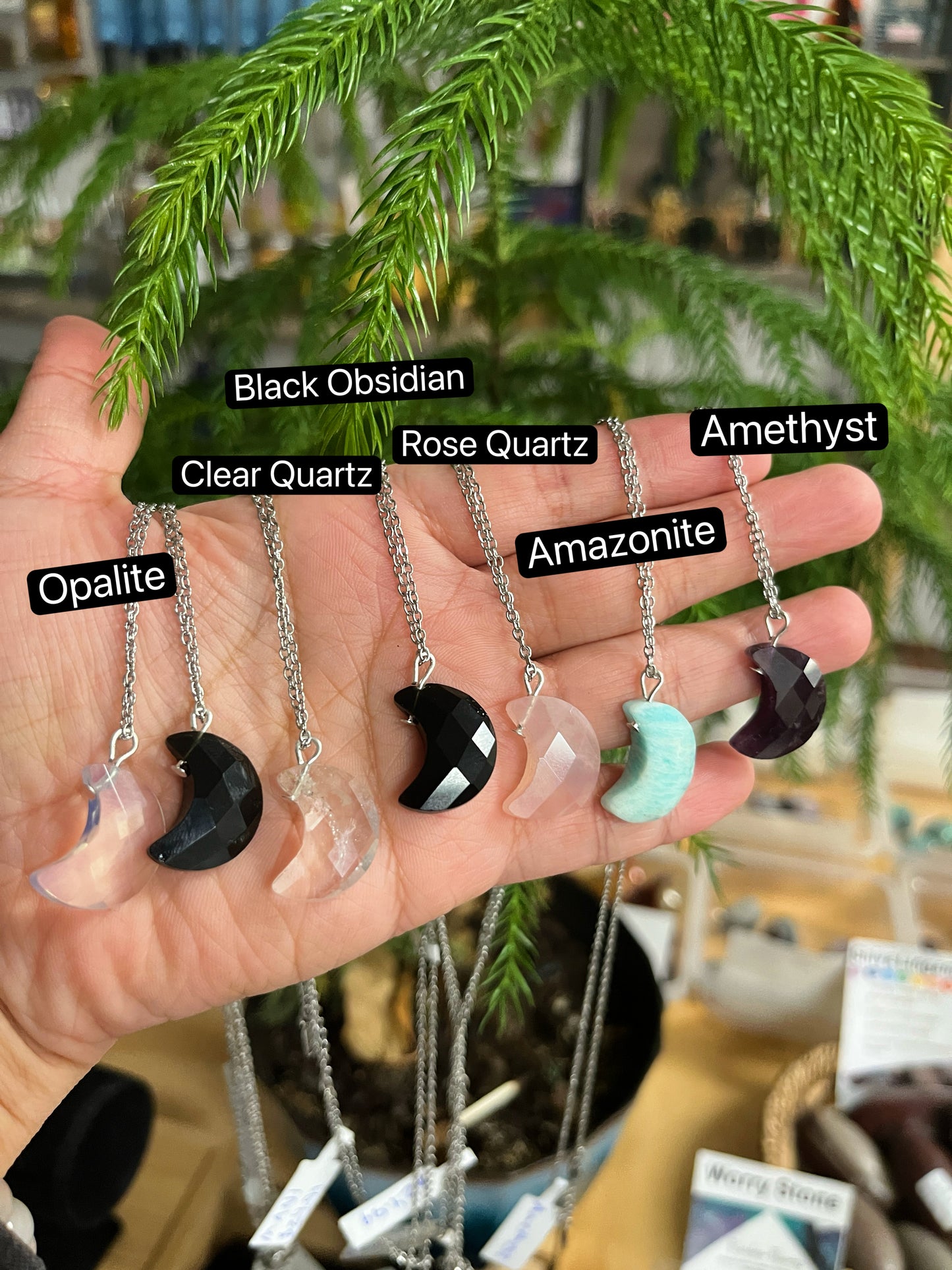 Faceted Moon Necklaces