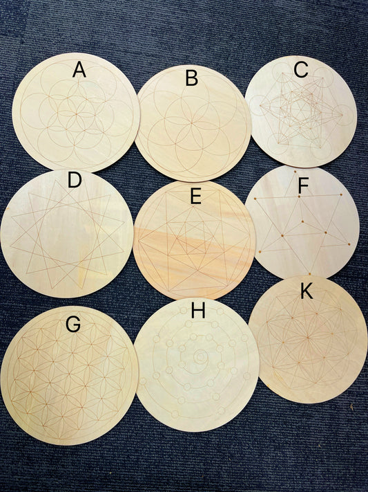 Wooden crystal grid board reiki healing tools Intention Setting Board