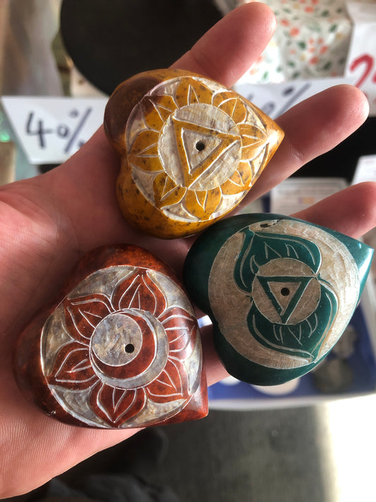Heart Soap Stone Chakra Incense Holder
