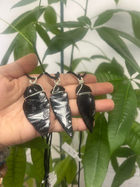 Black Obsidian Arrow Head Necklace