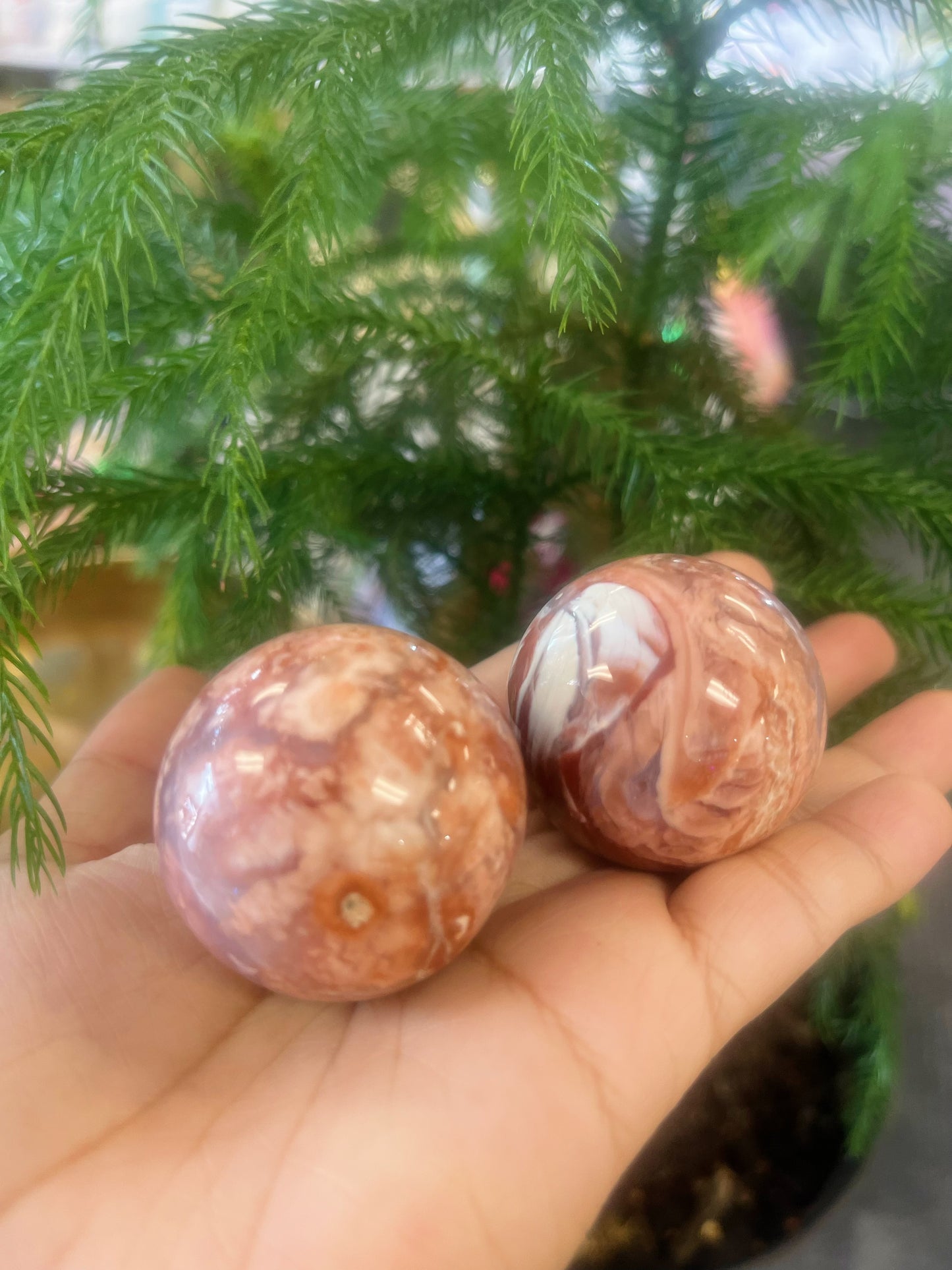 Red Flower Agate Spheres