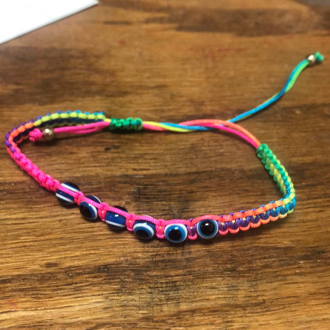 Multi Color Braided Evil Eye Bracelets