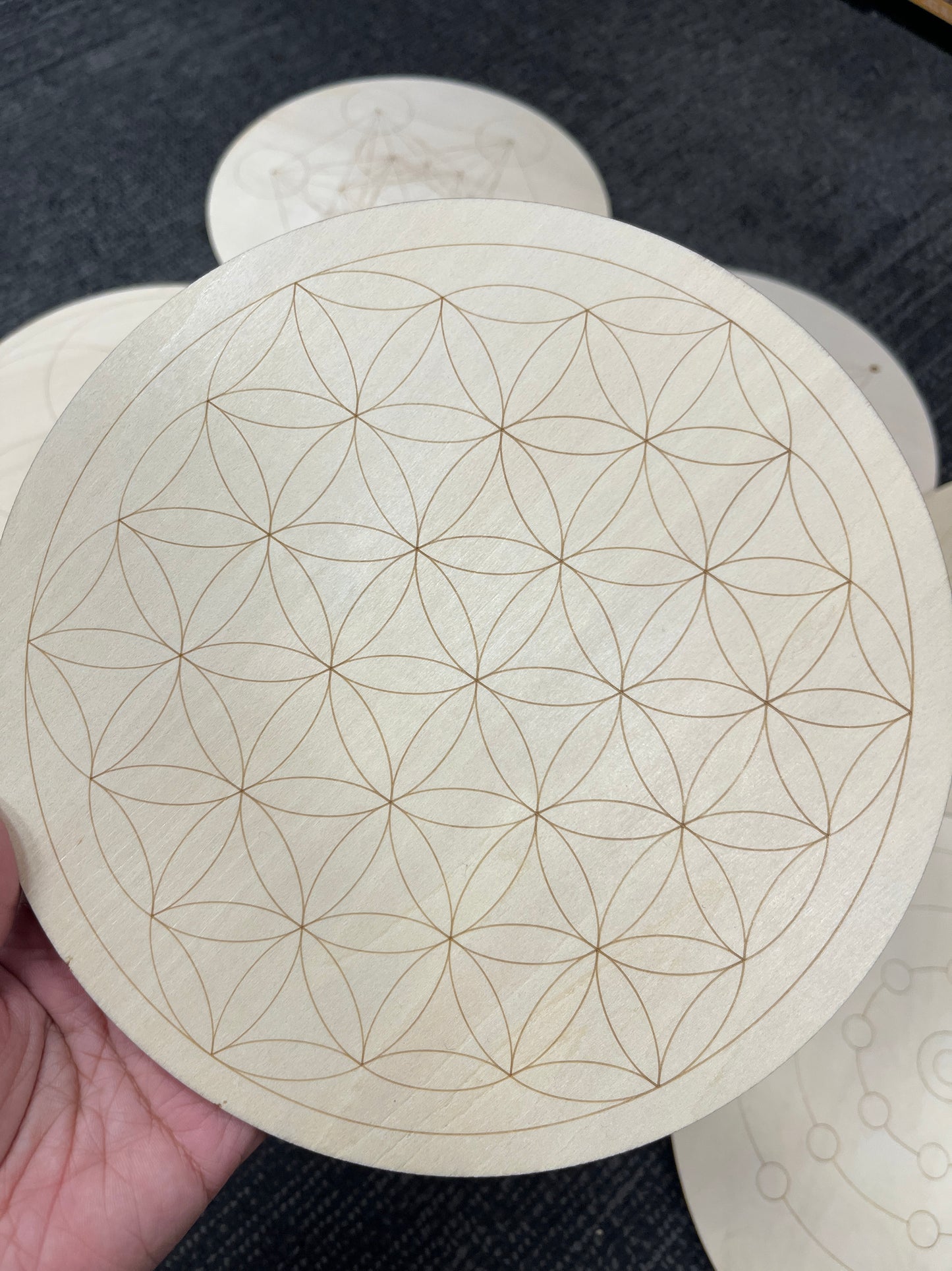 Wooden crystal grid board reiki healing tools Intention Setting Board