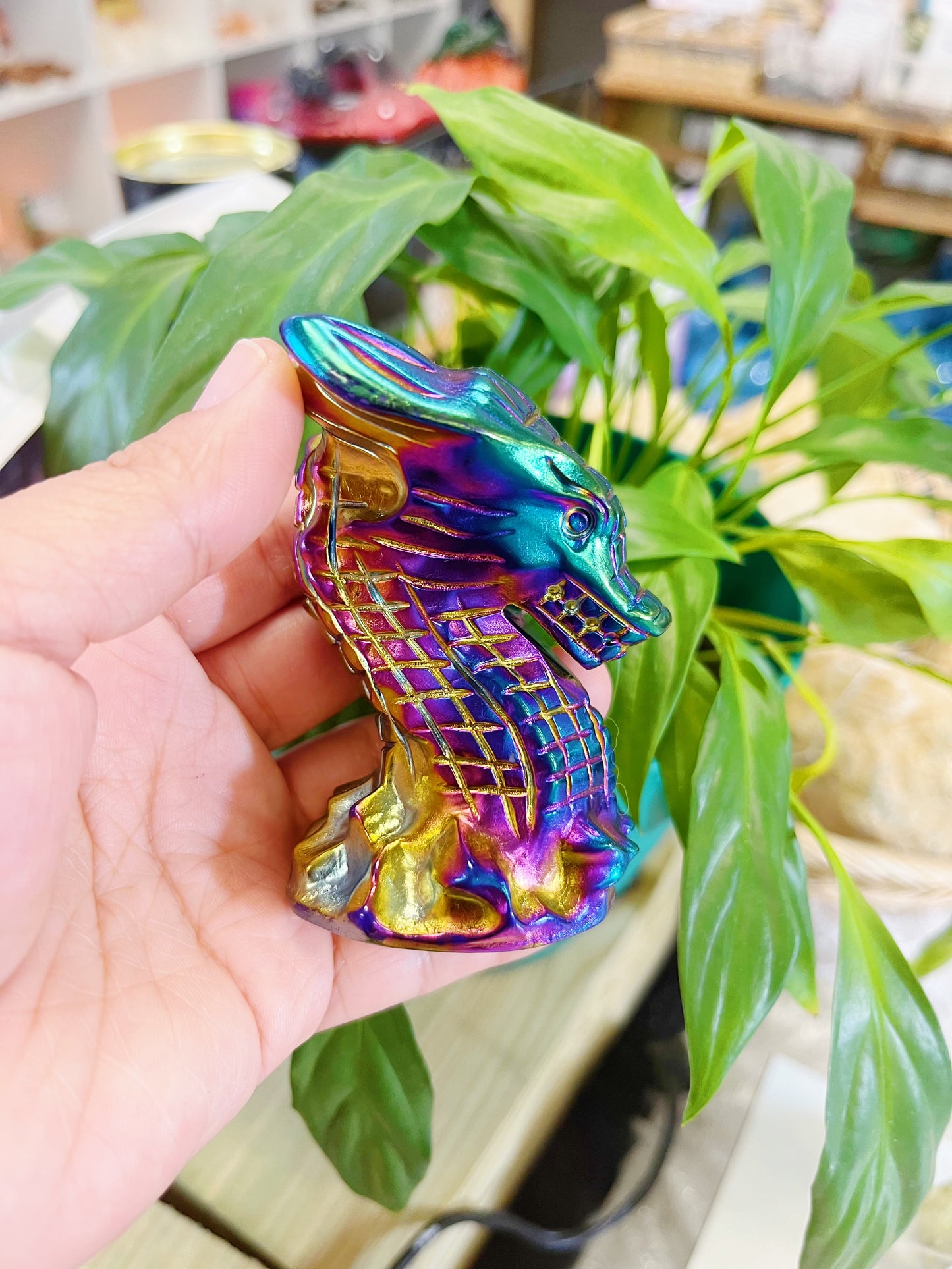 Titanium Obsidian Dragon Head Carving