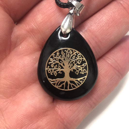 Tree of Life Drop Gemstone Necklace