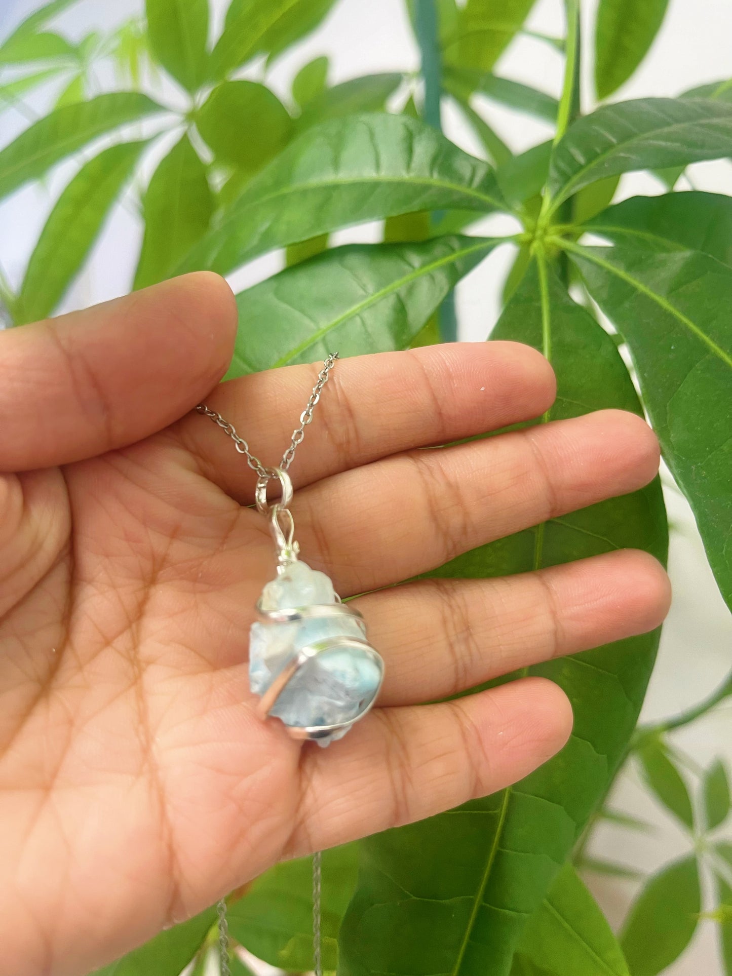 Larimar Wire Wrapped Necklace