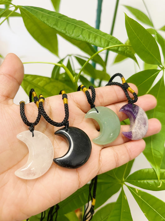 Moon amethyst Clear Quartz obsidian green Aventurine Necklaces