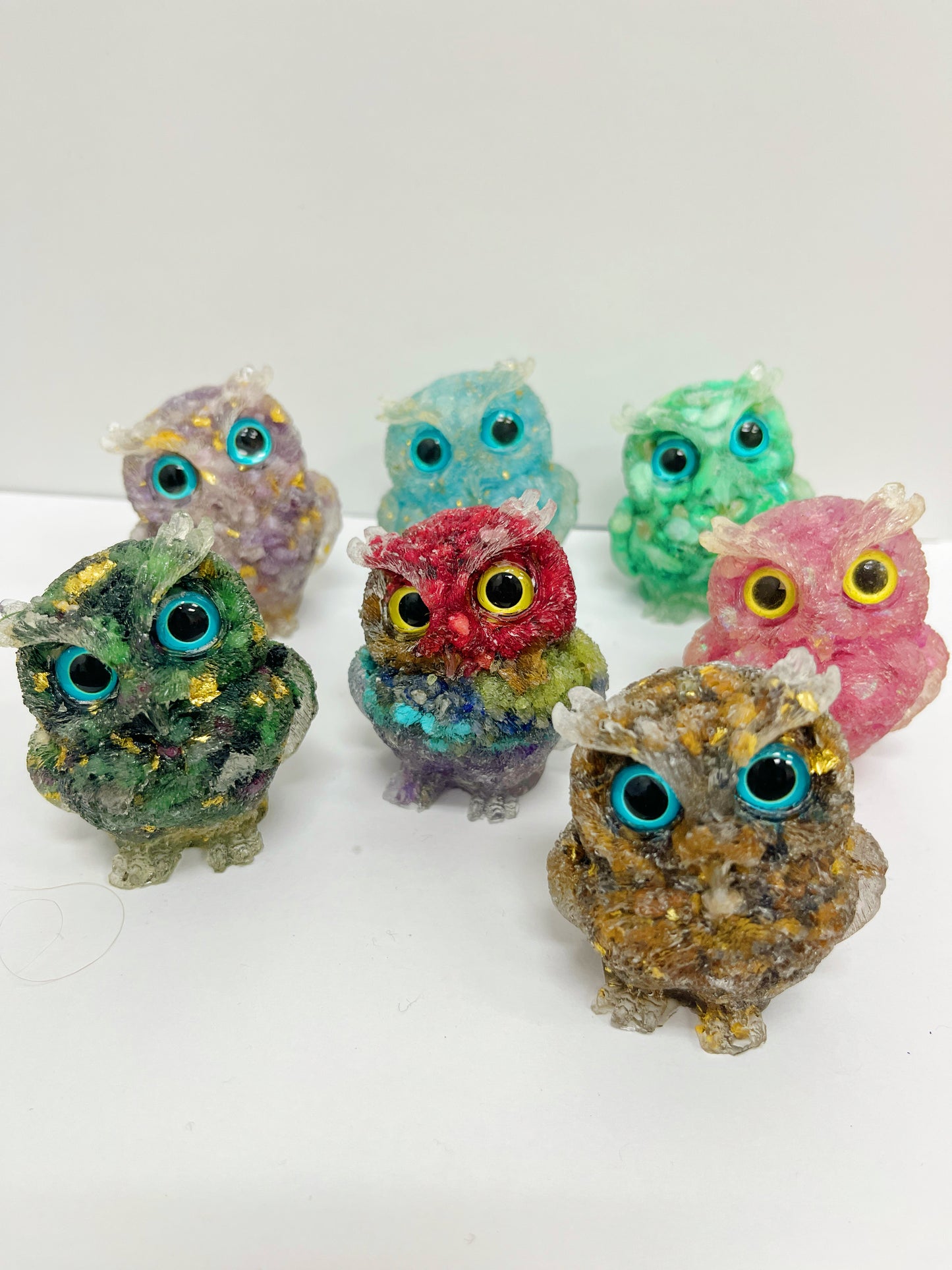 Owl Crystal Chips Resin Owl handmade