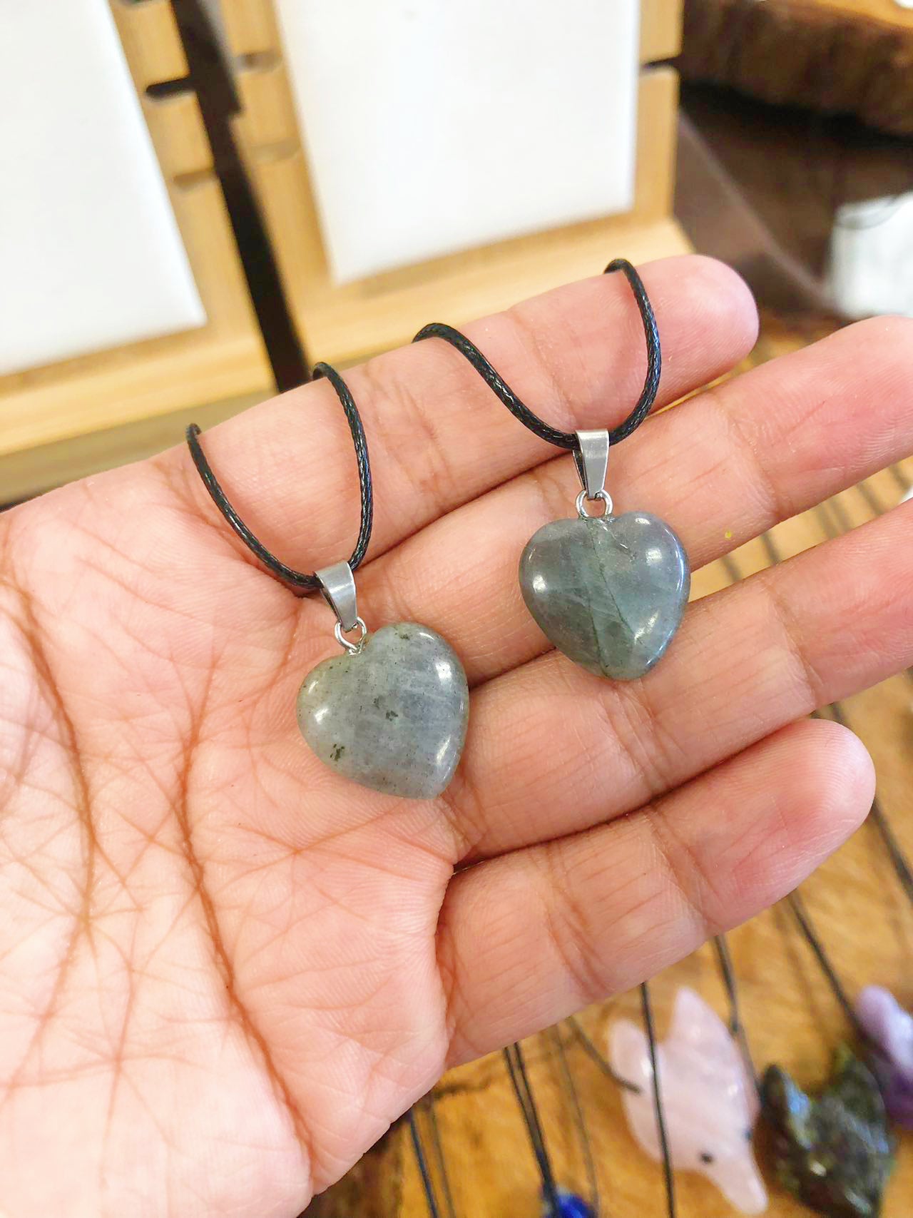 Black Obsidian Labradorite Herat necklace