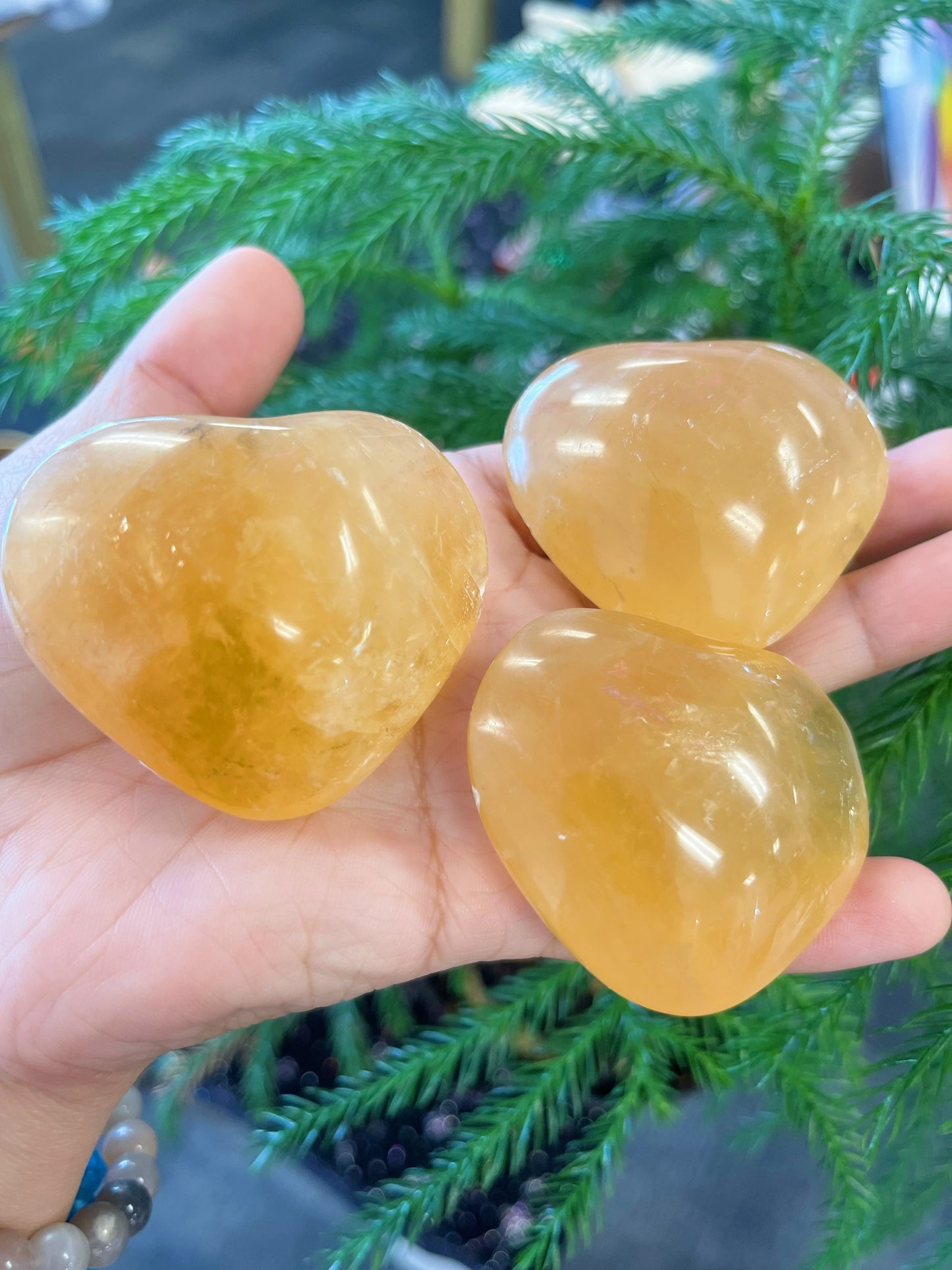 Honey Calcite Hearts