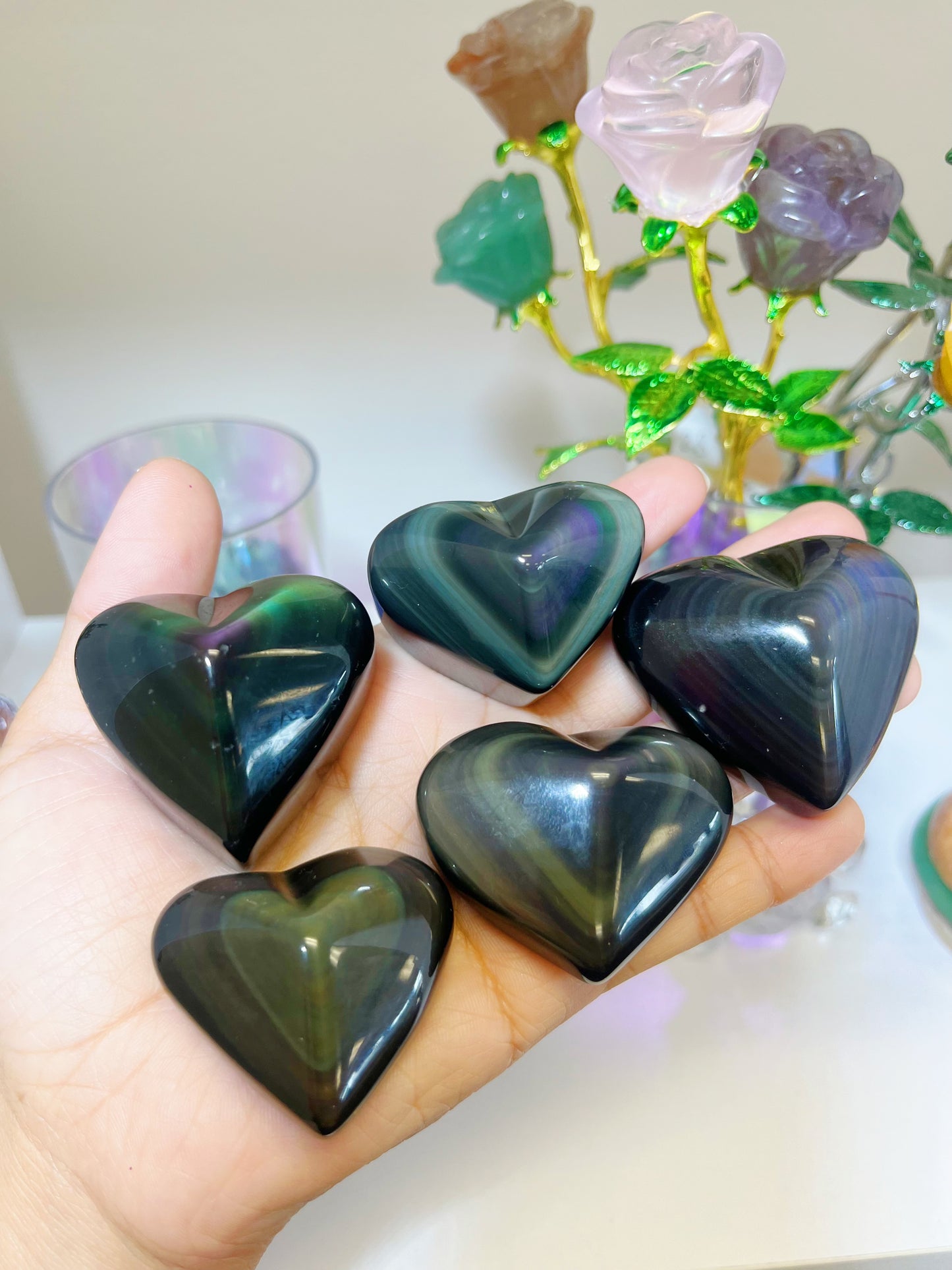 Rainbow Obsidian Hearts