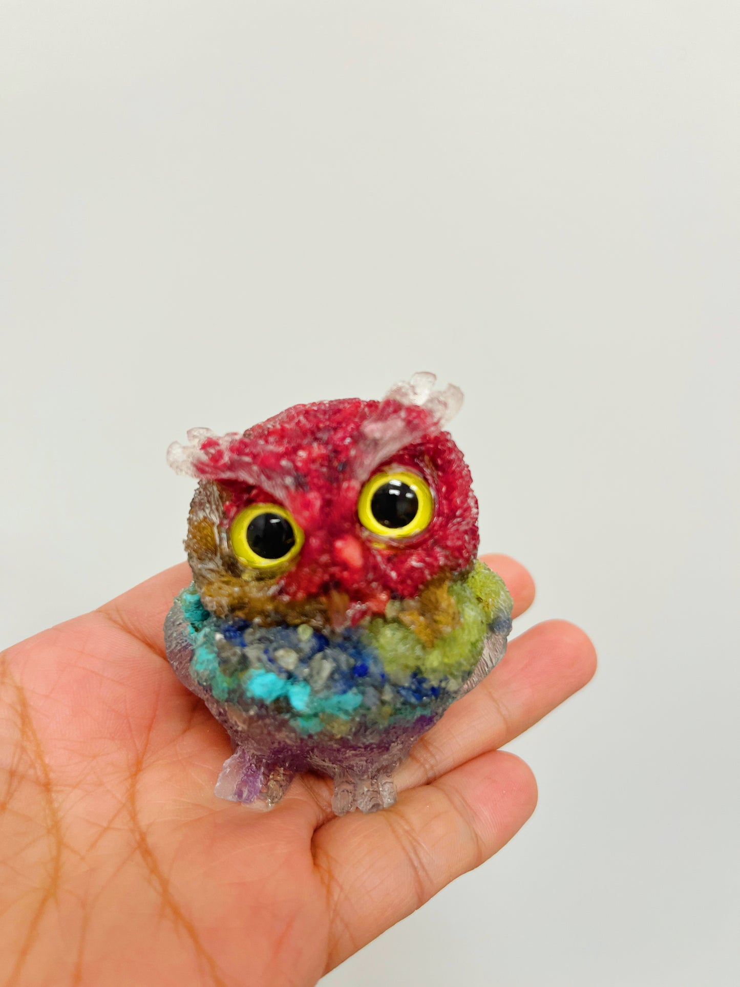 Owl Crystal Chips Resin Owl handmade
