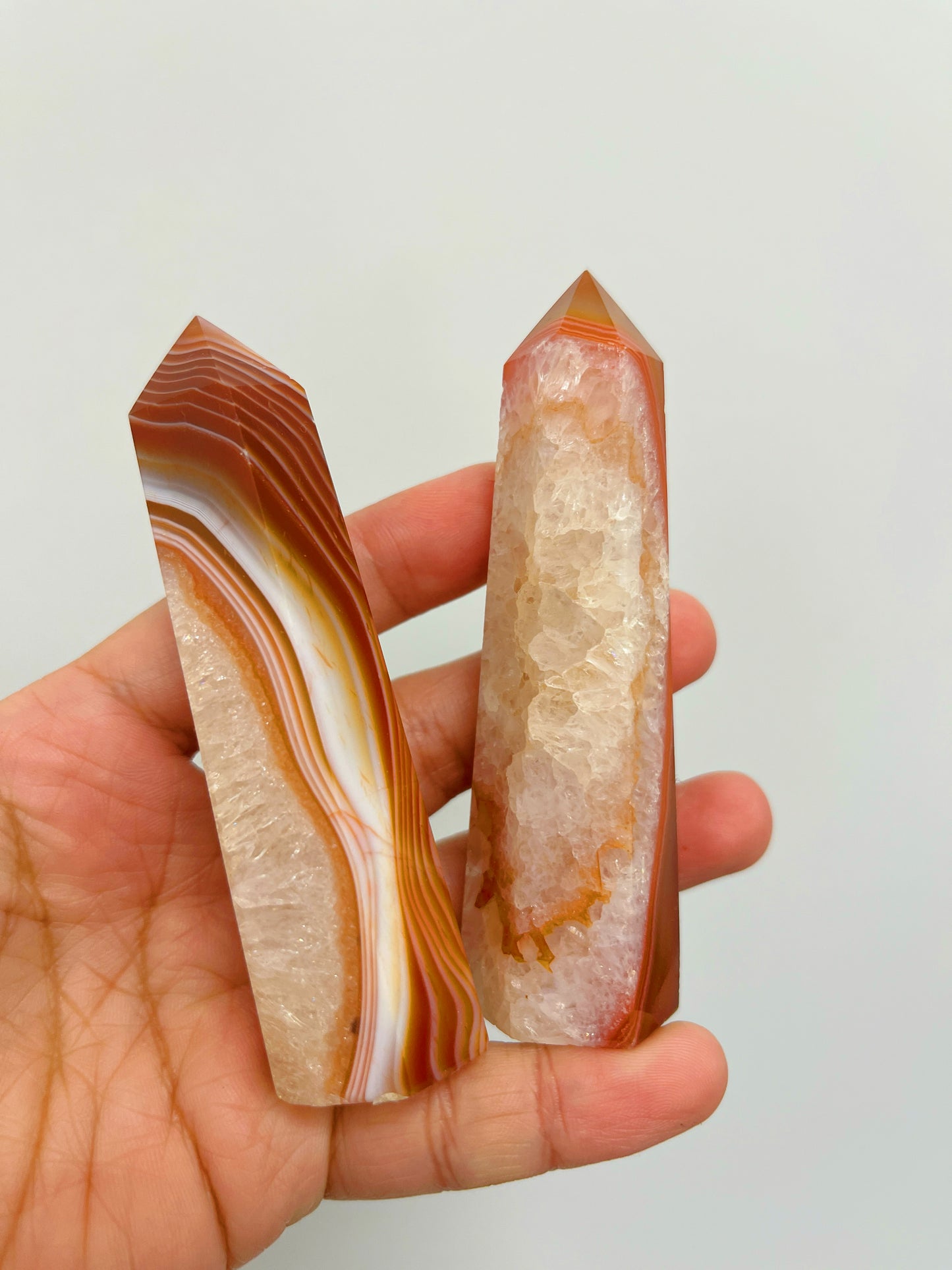 Banded Agate towers With Druzy Quartz Tower