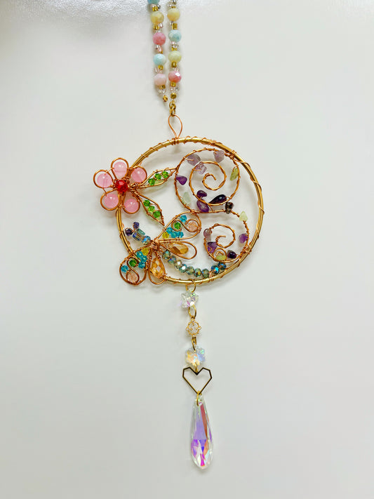 K9 Crystal and amethyst wire wrapped garden feel sun Catcher