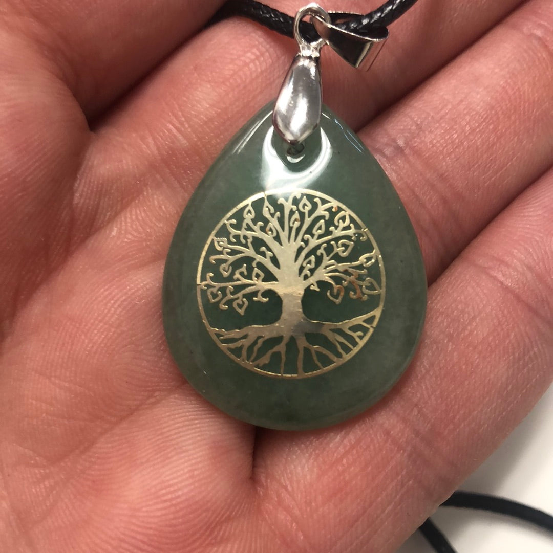 Tree of Life Drop Gemstone Necklace