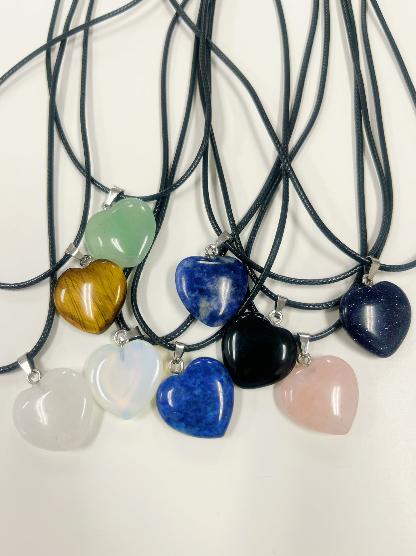 Gemstone puffy heart necklace