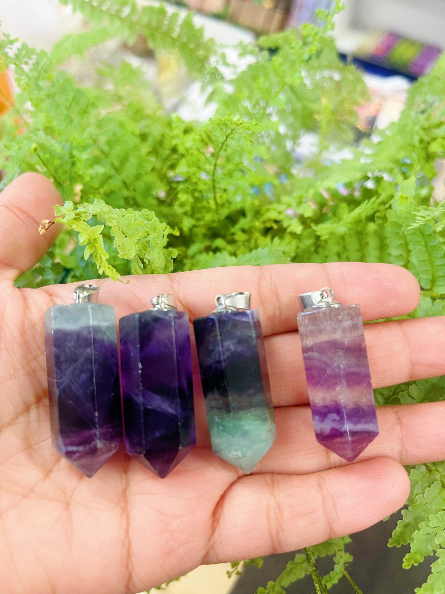 Rainbow Fluorite Point Necklace