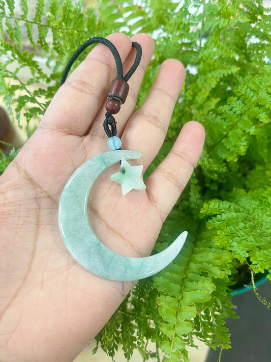 Jade Moon and Star Necklace