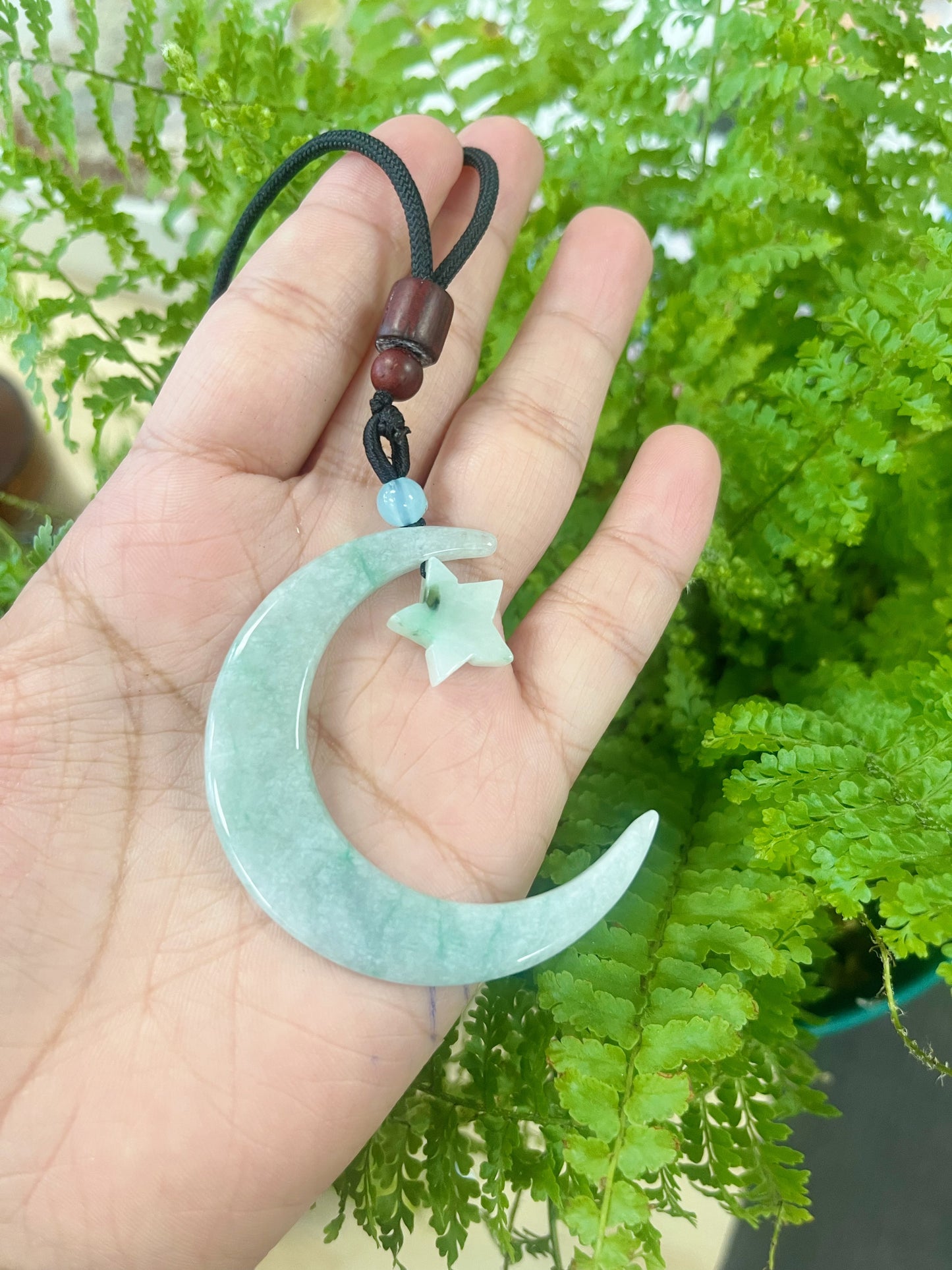 Jade Moon and Star Necklace