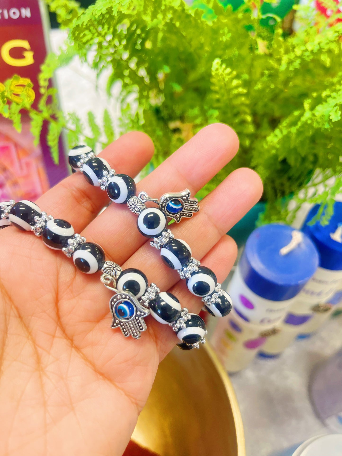 Plastic Bead Evil Eye Bracelets