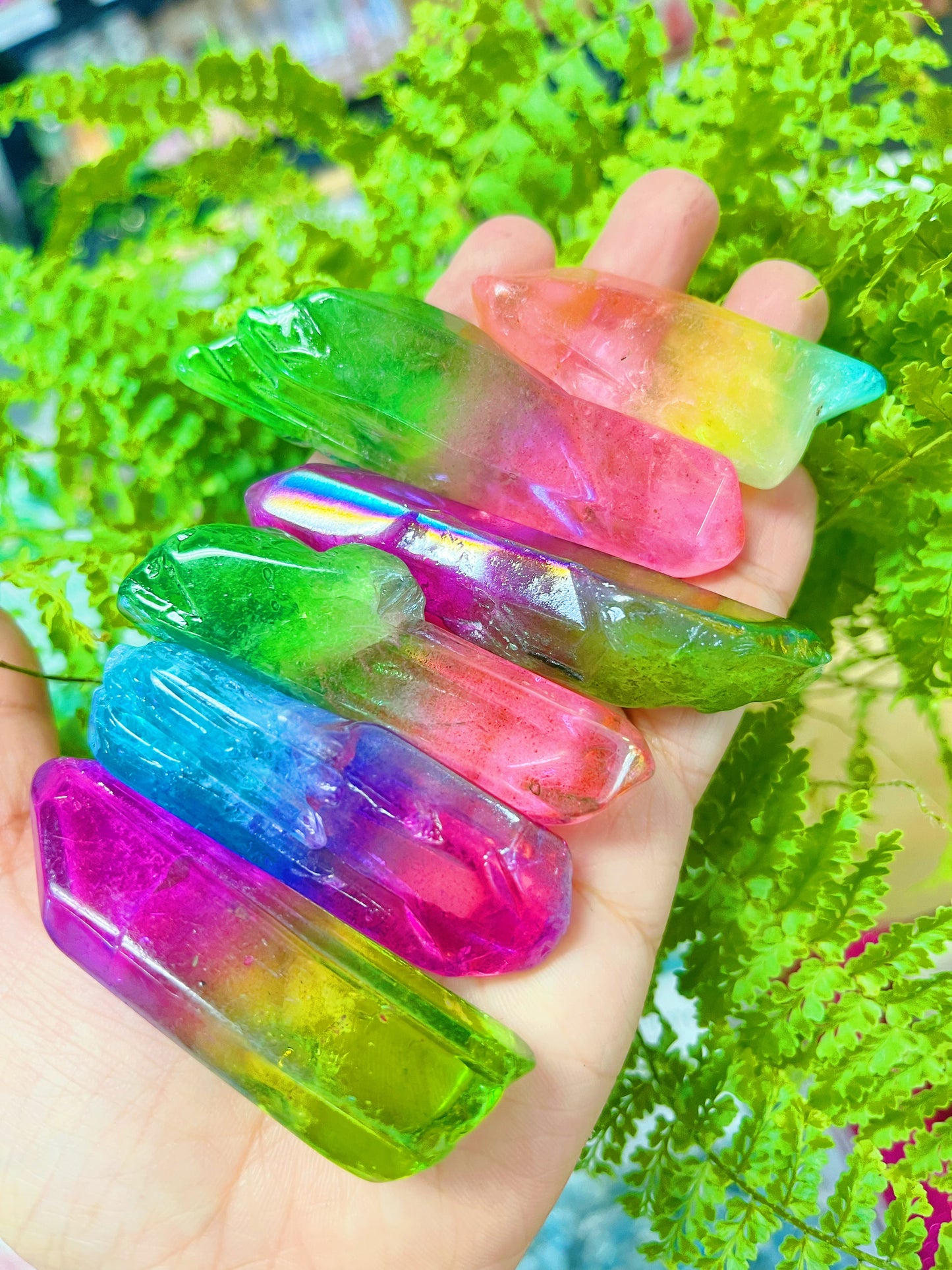 Rainbow Aura Quartz Points