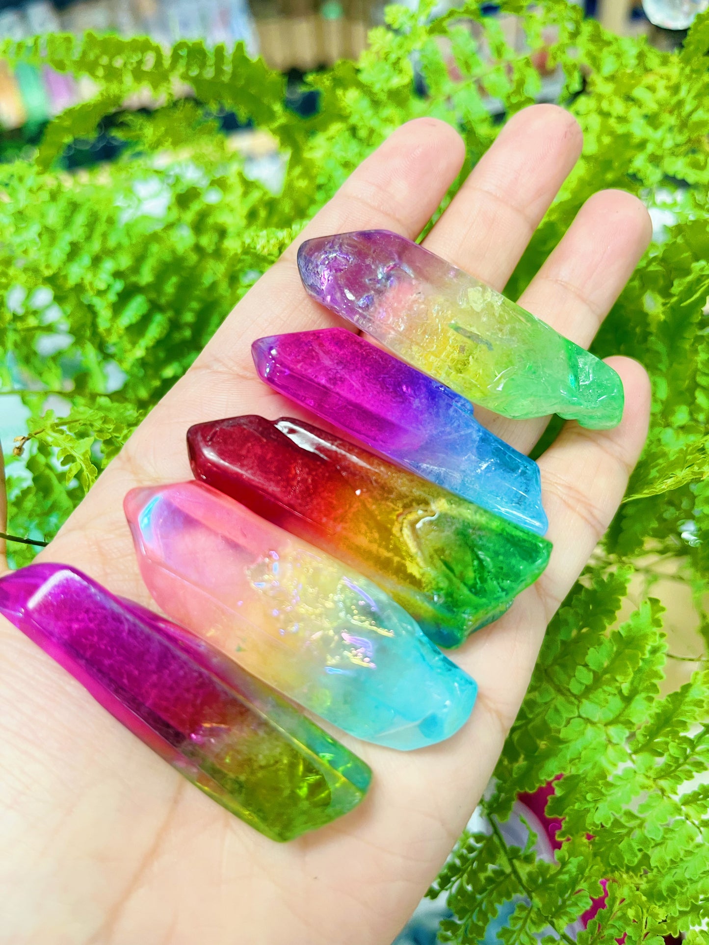 Rainbow Aura Quartz Points