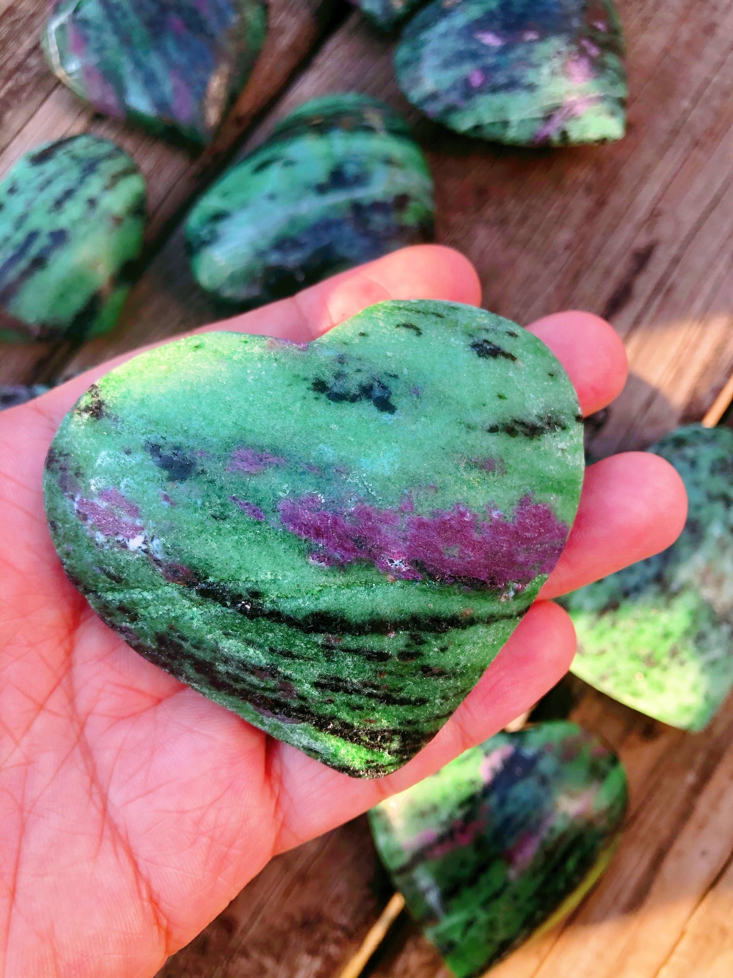 Ruby Zoisite Heart UV Reactive