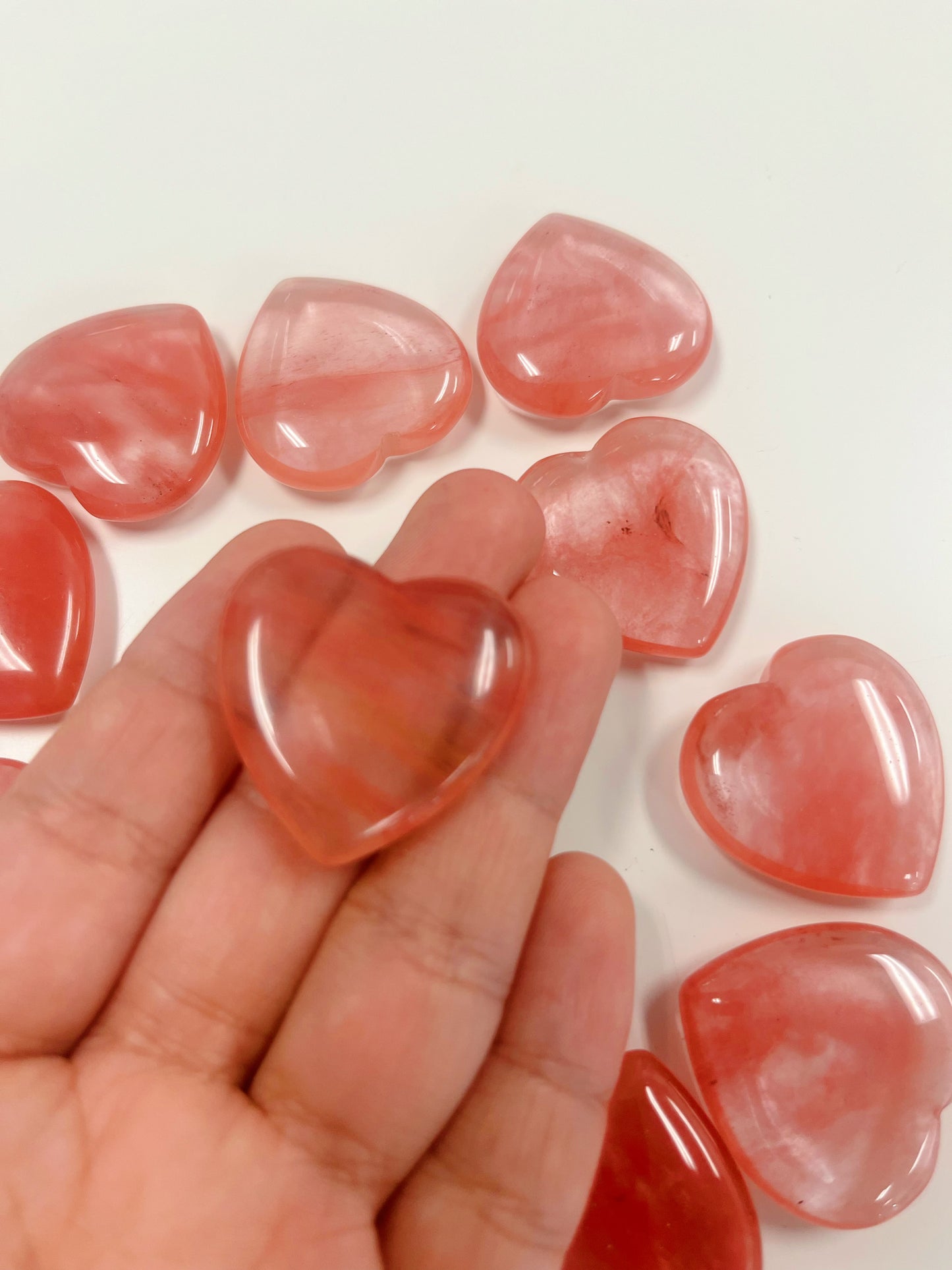 Cherry Quartz Hearts