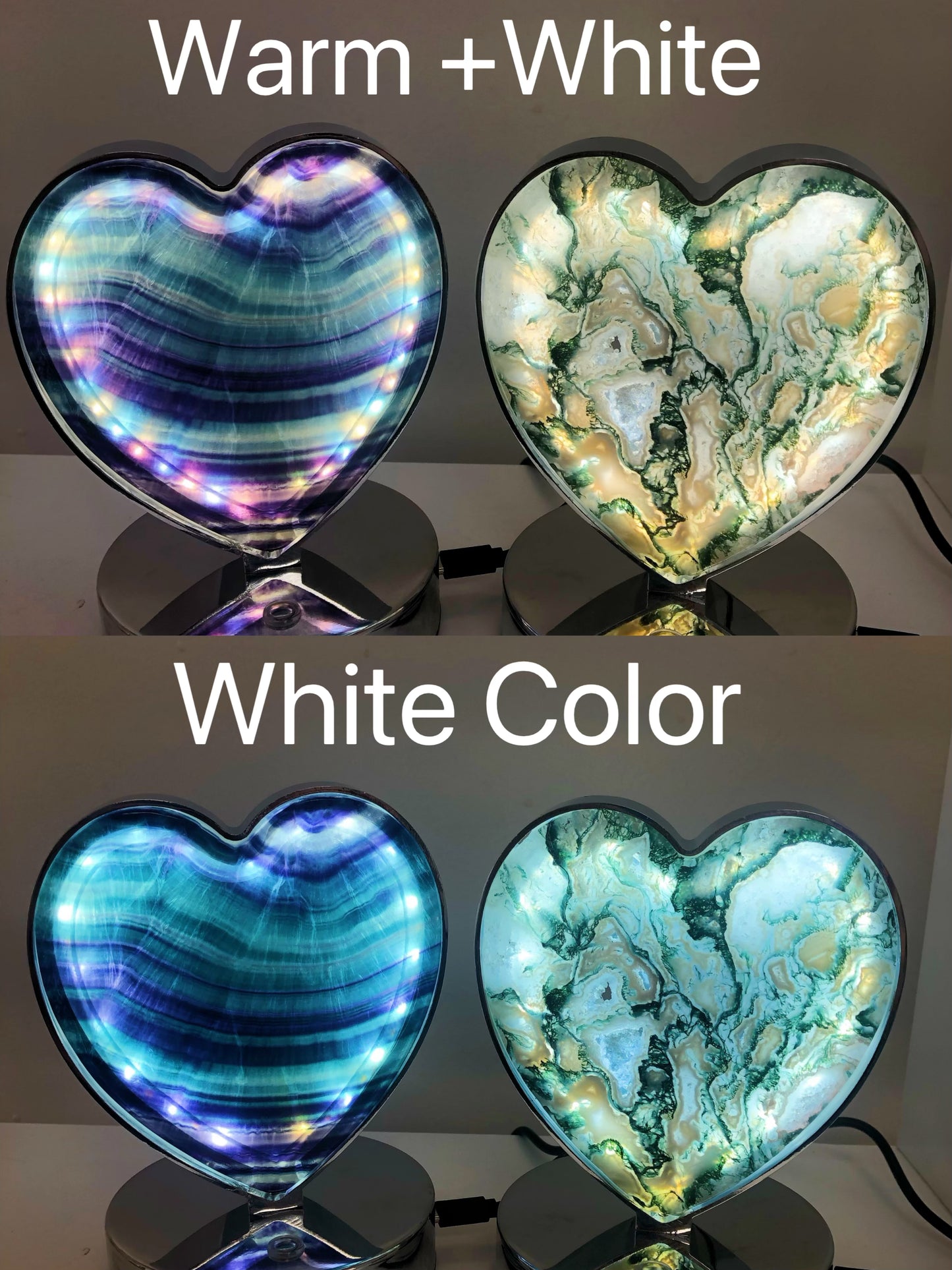 Crystal lamp light heart shape lamp fluorite moss agate lamp