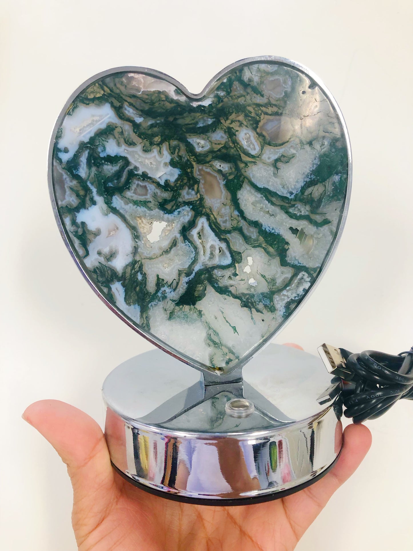 Crystal lamp light heart shape lamp fluorite moss agate lamp