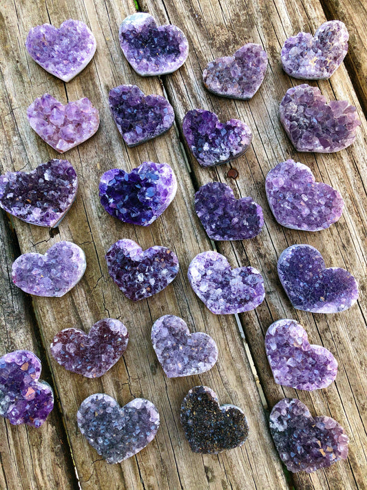 Amethyst Cluster Hearts