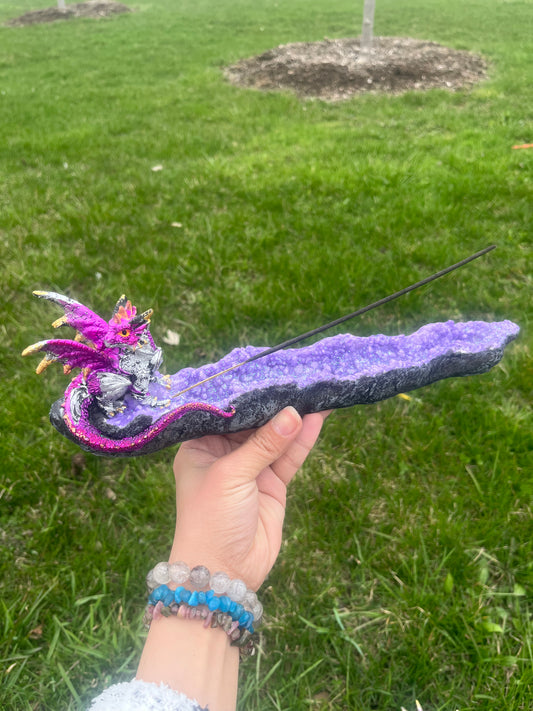 Purple Dragon Geode Incense Holder