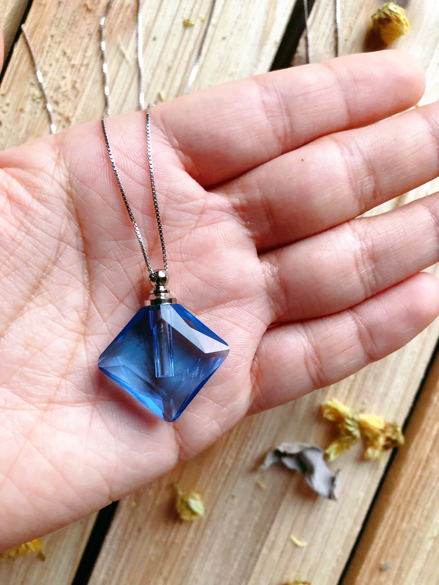 Square Crystal Essential Oil Bottle Necklaces