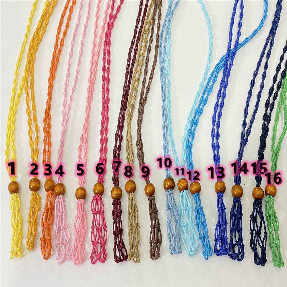 Macrame Crystal Holder, Knotted Necklace, Changeable Crystal Necklace,  Pouch Necklace, Crystal Necklace, Boho Jewelry, Boho Necklace, Knot 