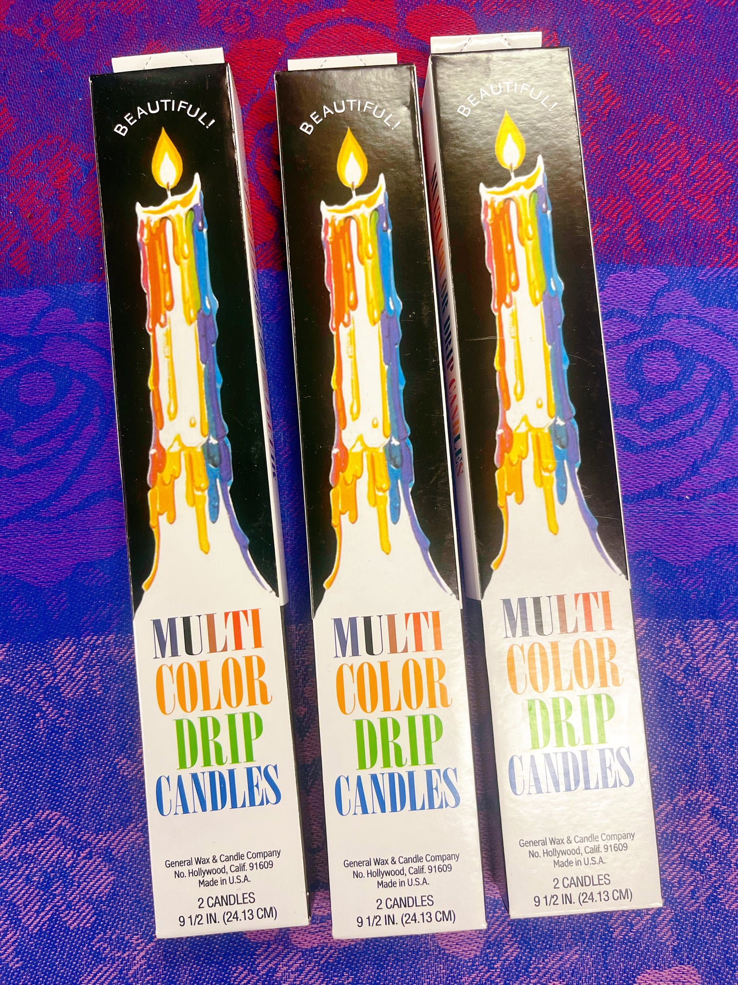 Rainbow Drip Taper Candles