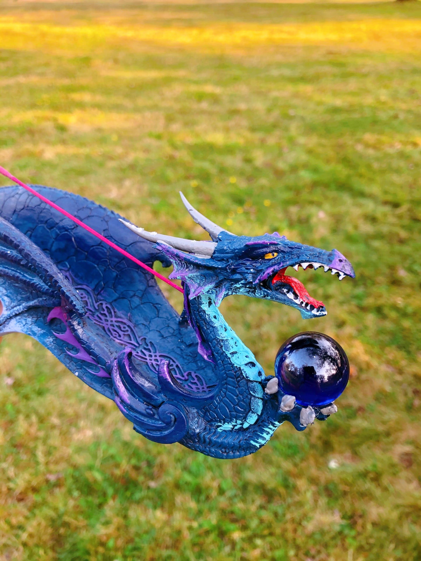 Blue Dragon With Blue Sphere Incense Burner