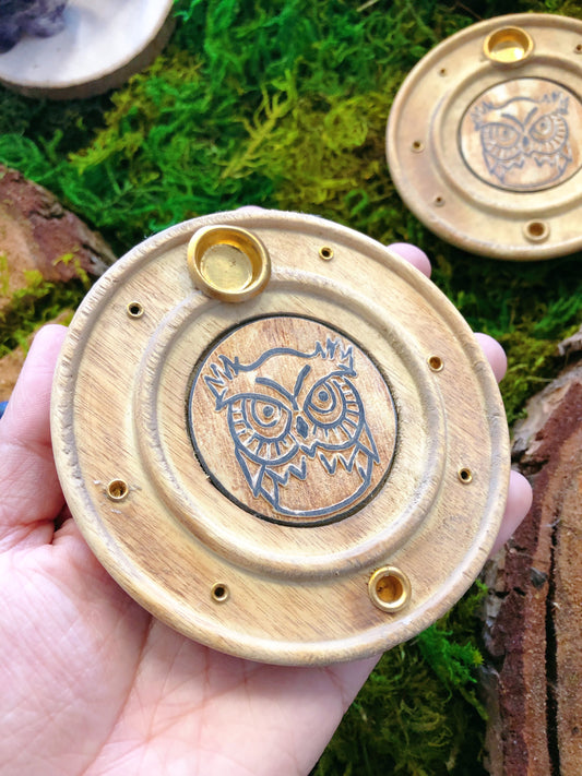 Owl incense & cone holder