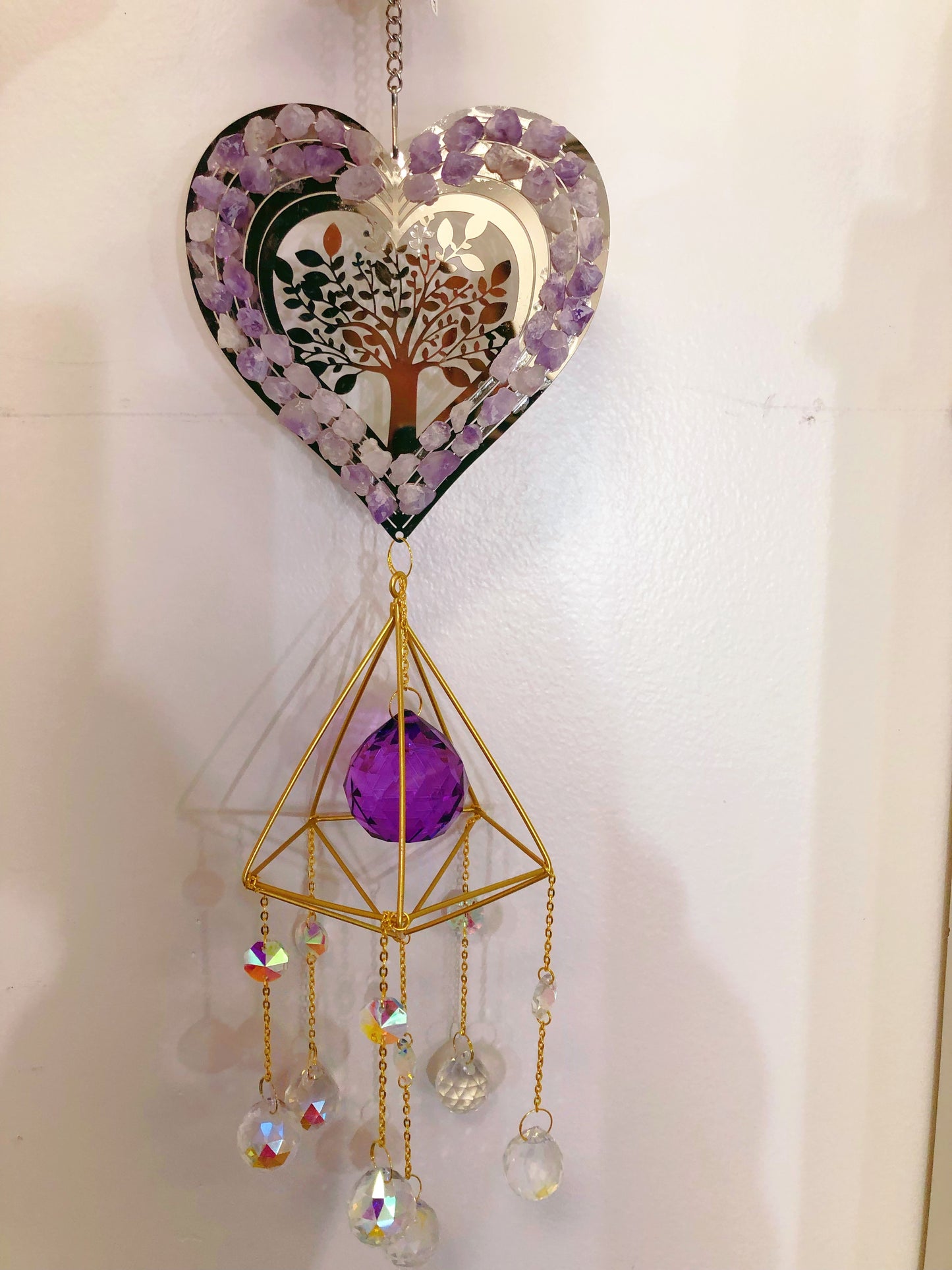 Handmade  Amethyst Steel Sun Catcher