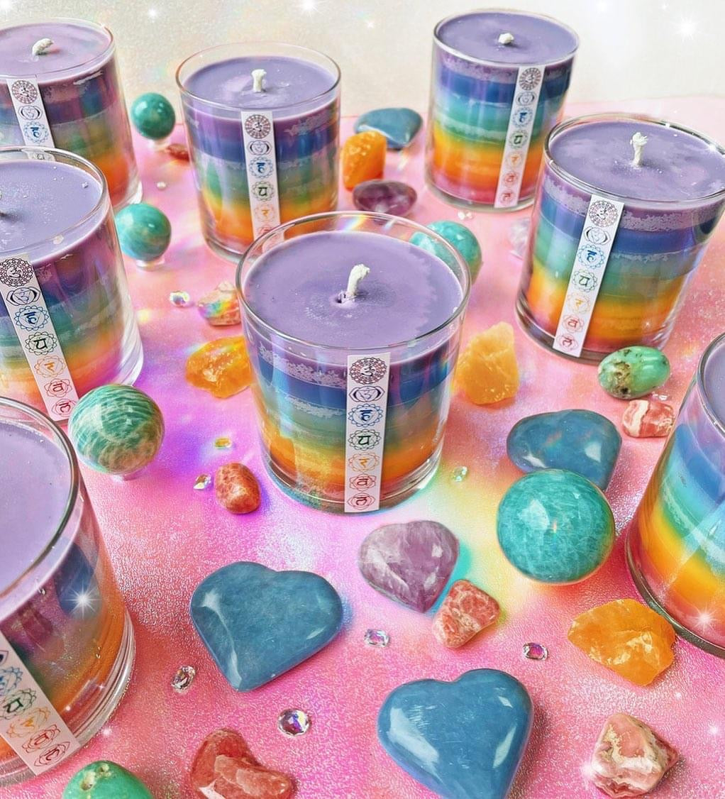 Layered Chakra Crystal Candle