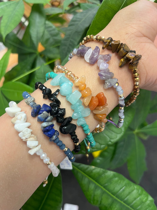 Crystal Chips with Beads Woven Bracelets