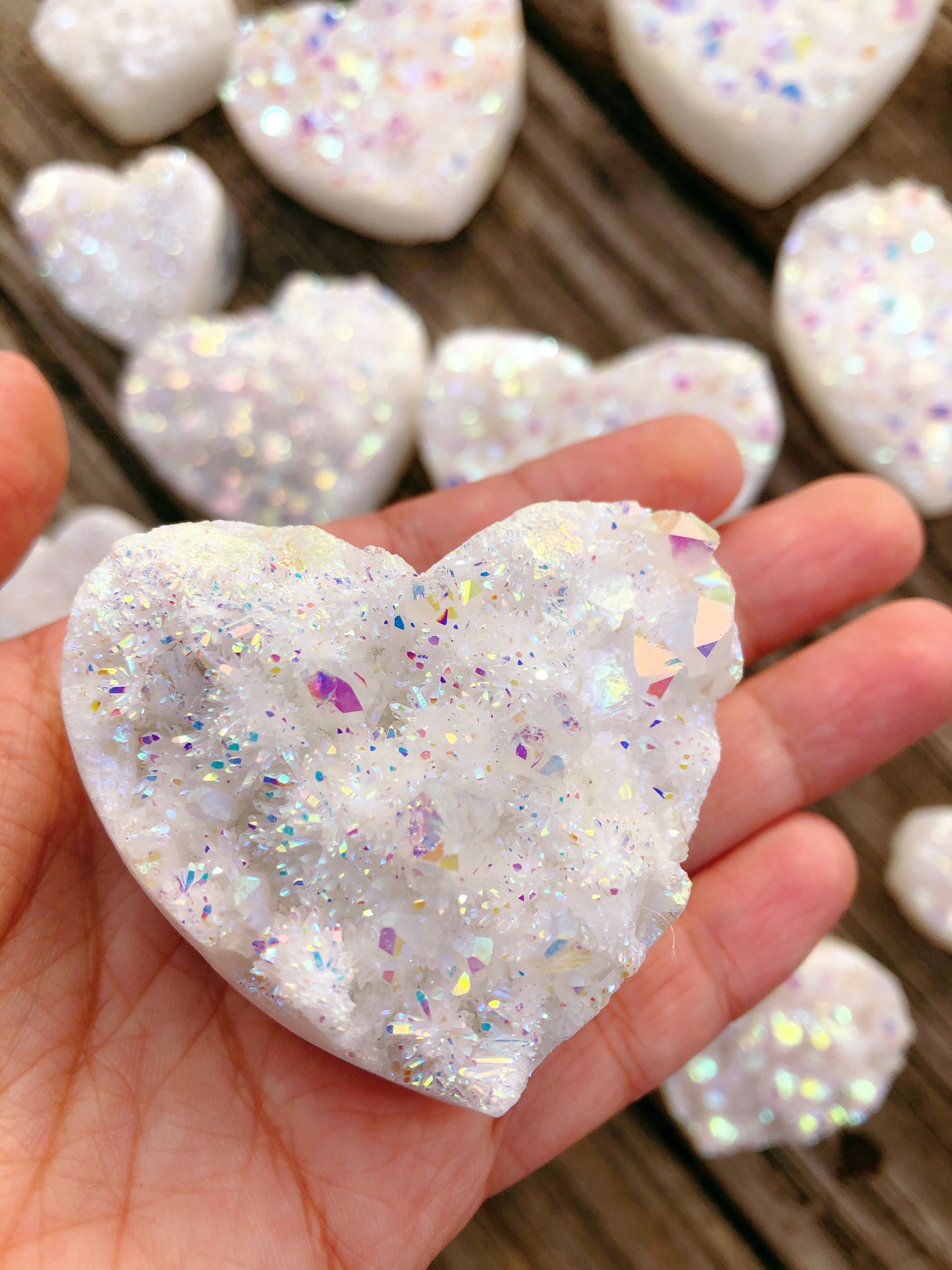 Aura Clear Quartz Cluster Heart