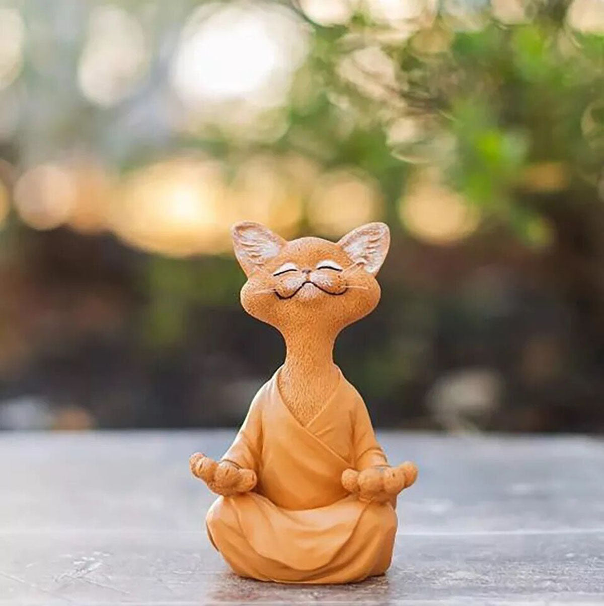 Whimsical Buddha Cat Figurine Meditation Yoga Cat