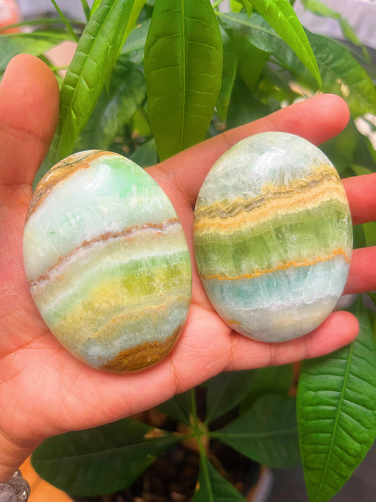 Ocean Green Calcite Palm Stones