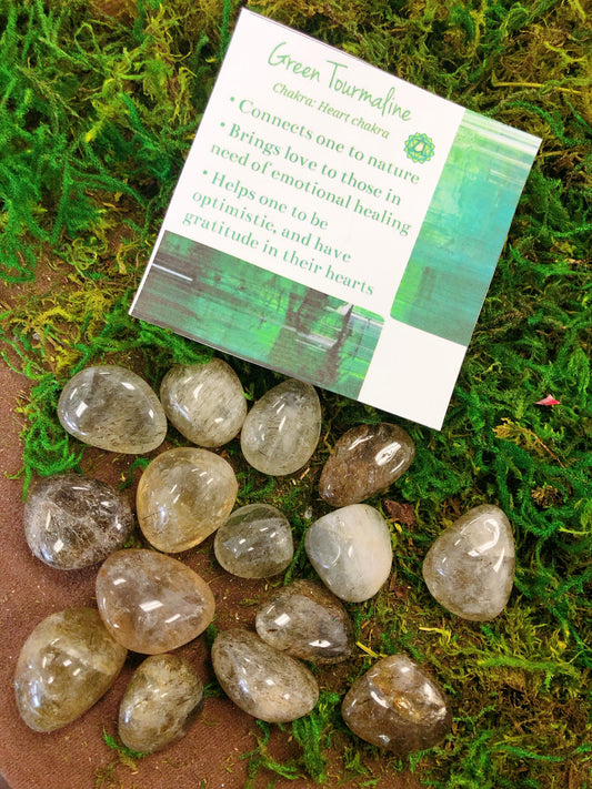 Green Tourmaline Quartz Tumbled