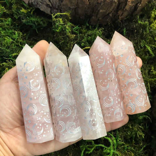 Moon Star Rose Quartz Tower