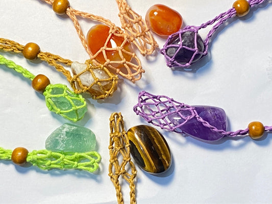 crystal holder macrame. Crystal pouch vegan hippy
